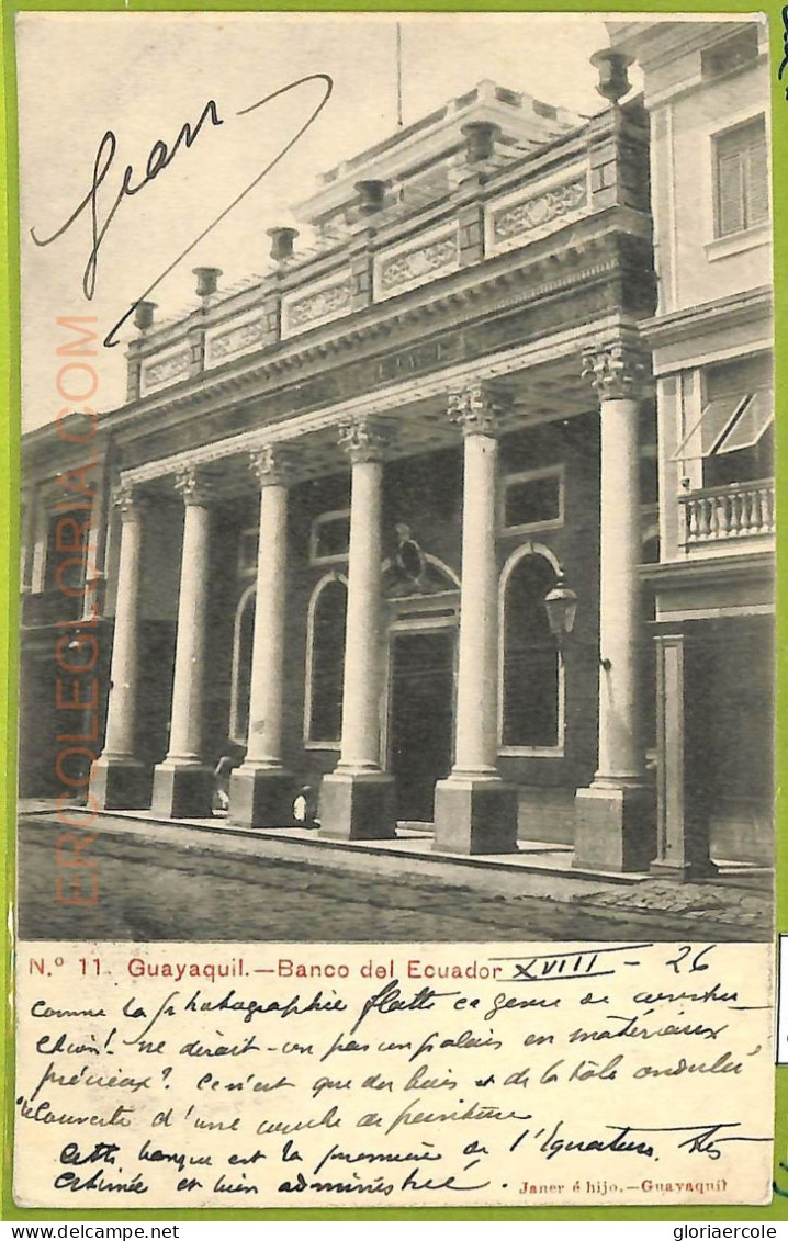 Af2370 - ECUADOR - Vintage Postcard - Guayaquil - Banco  - 1908 - Equateur