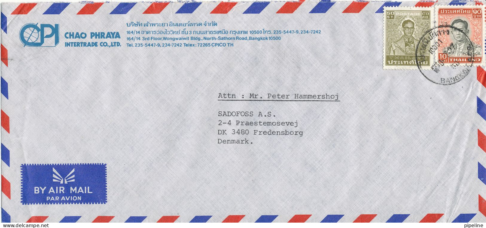 Thailand Air Mail Cover Sent To Denmark Bangkok - Thaïlande