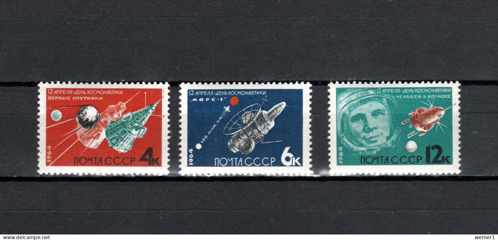 USSR Russia 1964 Space, Cosmonautic Day Set Of 3 MNH - UdSSR