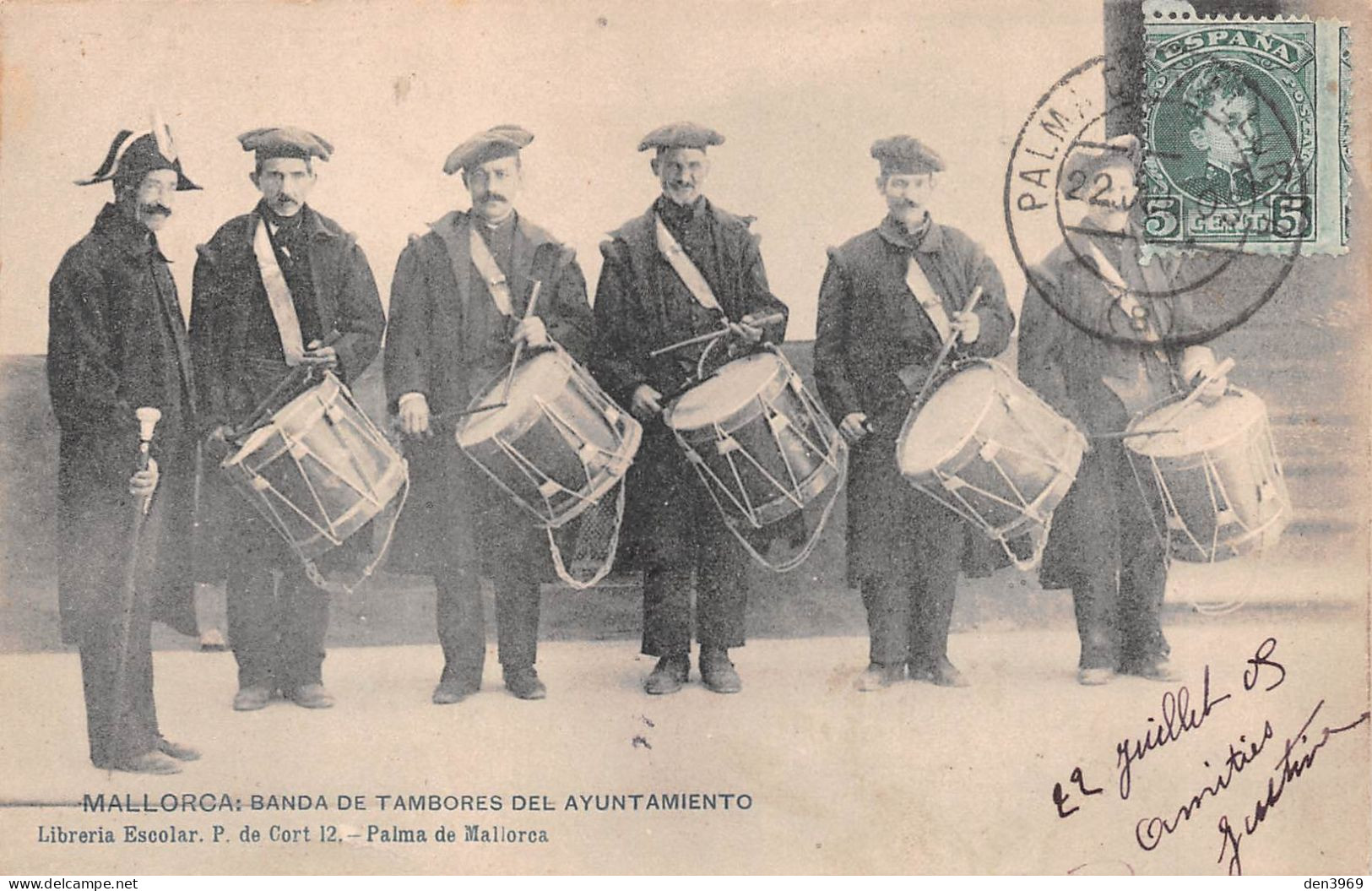 Espagne - Iles Baléares - MALLORCA - Banda De Tambores Del Ayuntamiento - Tambours - Voyagé 1905 (2 Scans) - Mallorca