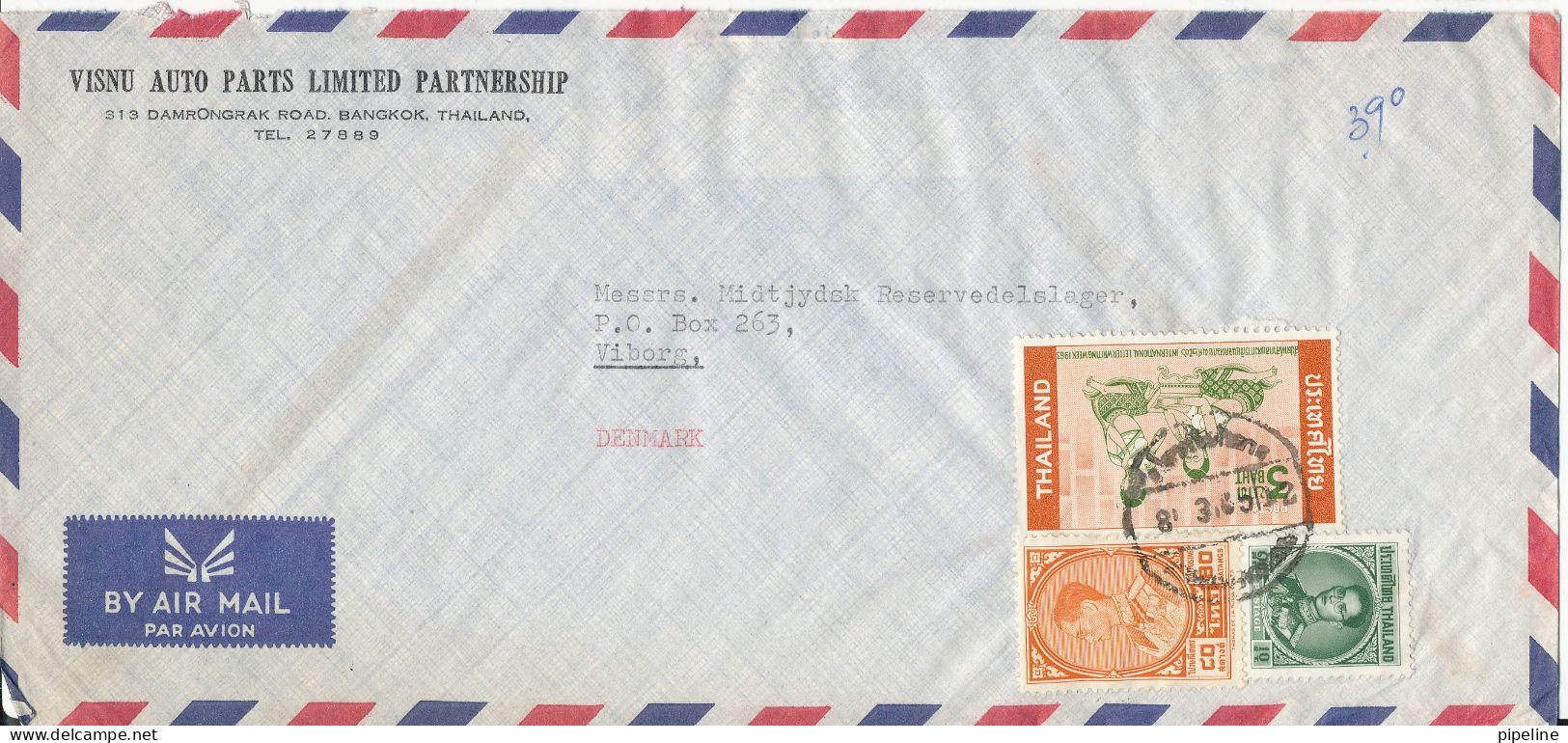 Thailand Air Mail Cover Sent To Denmark Topic Stamps - Tailandia