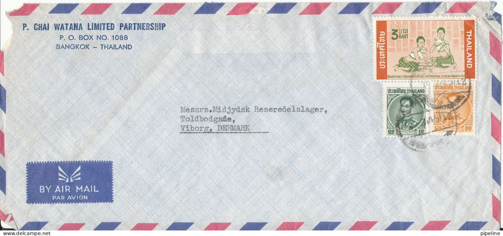 Thailand Air Mail Cover Sent To Denmark With Topic Stamps - Thaïlande