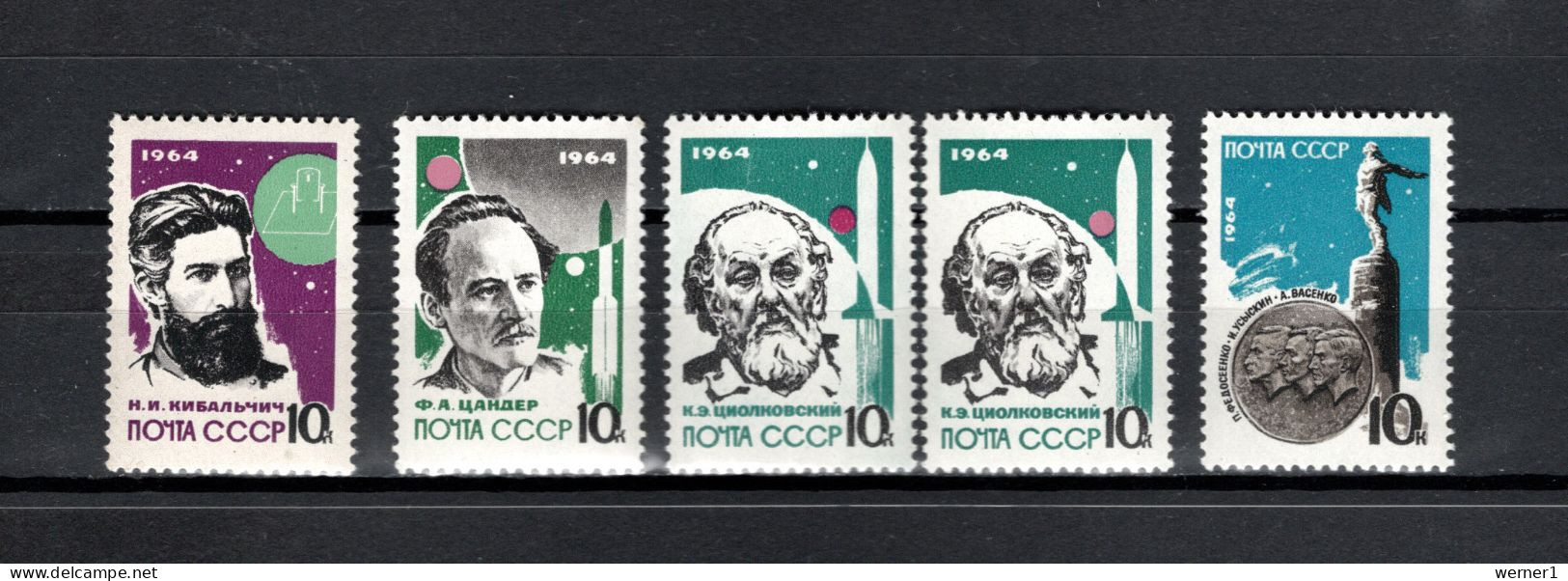 USSR Russia 1964 Space, Rocket Technology, Ziolkowskij, Zander Set Of 5 MNH - Russia & USSR