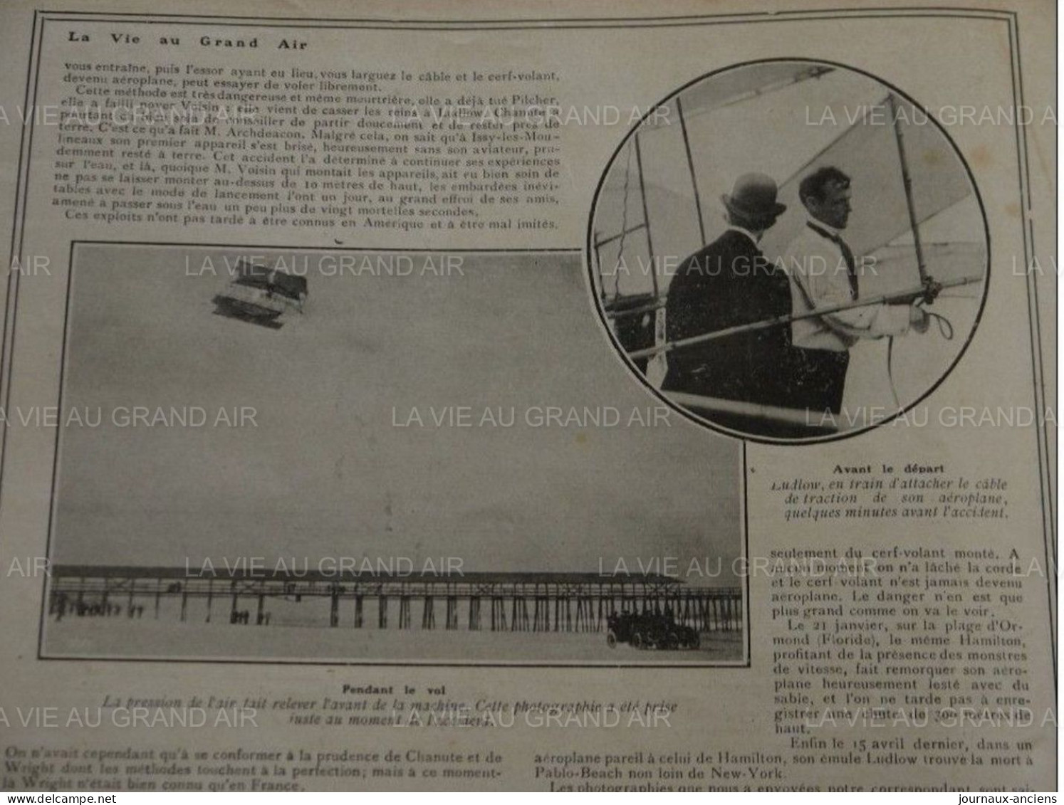 1906 AVIATION ( LES DEBUTS ) - LES VICTIMES DE L'AVIATION - L'AVIATEUR AMERICAIN LUDLOW - LA VIE AU GRAND AIR - 1900 - 1949