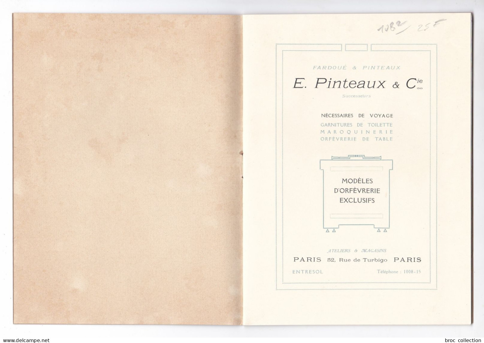 Catalogue E. Pinteaux & Cie, Rue De Turbigo, Paris, Nécessaires De Voyage, Maroquinerie, Garnitures De Toilette, Orfèvre - 1900 – 1949