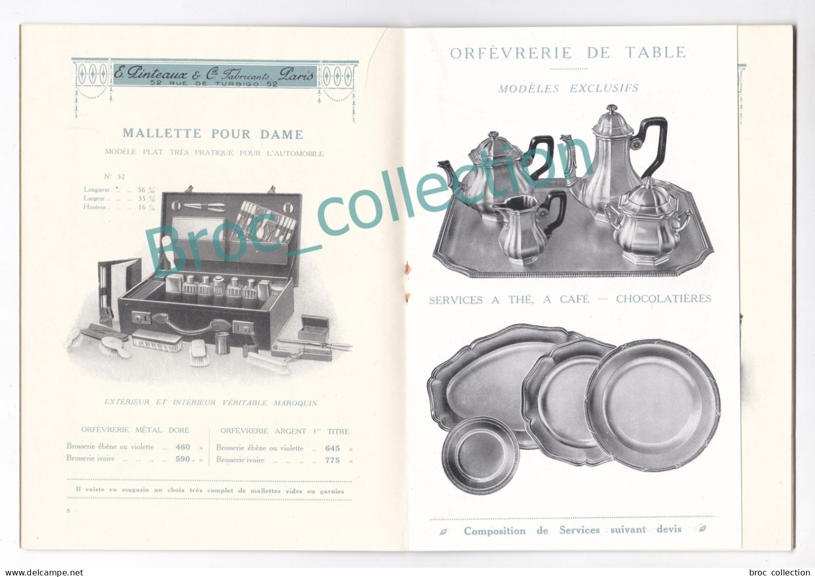 Catalogue E. Pinteaux & Cie, Rue De Turbigo, Paris, Nécessaires De Voyage, Maroquinerie, Garnitures De Toilette, Orfèvre - 1900 – 1949