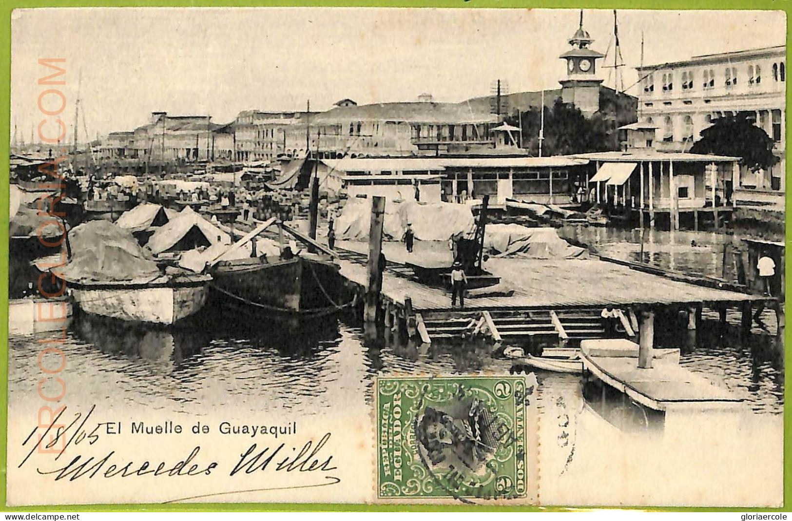 Af2373 - ECUADOR - Vintage Postcard - El Muelle De Guayaquil - 1905 - Equateur