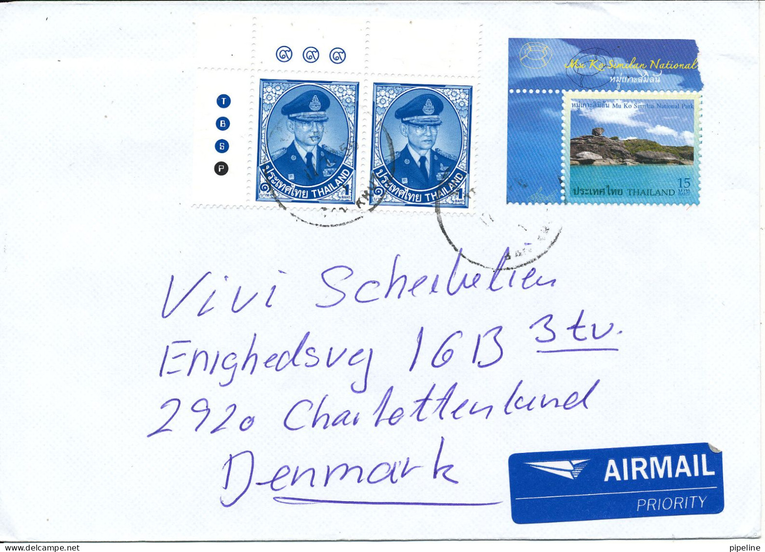 Thailand Cover Sent Air Mail To Denmark - Thailand