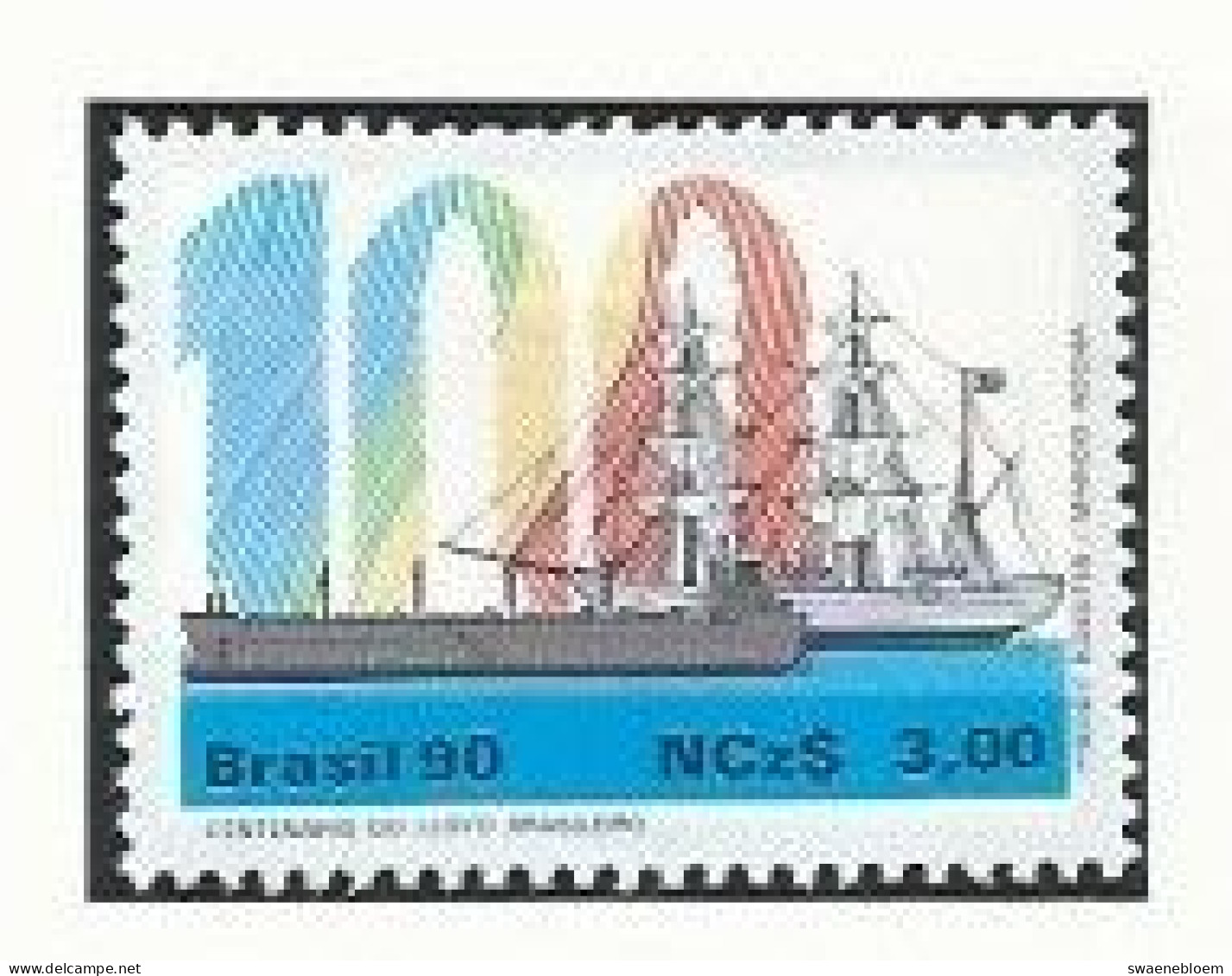 BR. BRAZILIE. BRASIL. 100 JAAR LLOYD BRASILEIRO. MODERN VRACHTSCHIP EN ZEILSCHIP ALS SYMBOOL VAN 100 JAAR SCHEEPVAART.. - Other & Unclassified