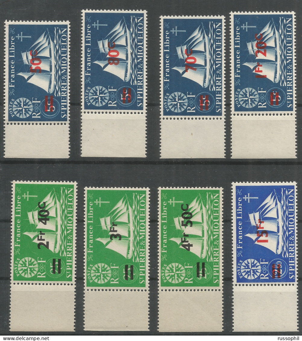 SAINT PIERRE ET MIQUELON - OVERCHARGED "LONDON" ISSUE - Yv #315 TO Yv #322 - (**/MNH) - 1945 - Nuovi