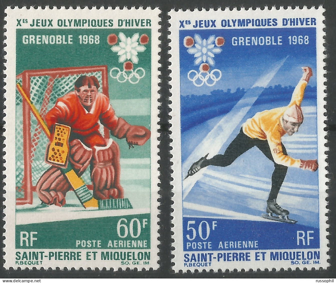 SAINT PIERRE ET MIQUELON - OLMYPIC GAMES 1968  - Yv #PA40 AND Yv #PA41 - (**/MNH) - 1968 - Nuevos