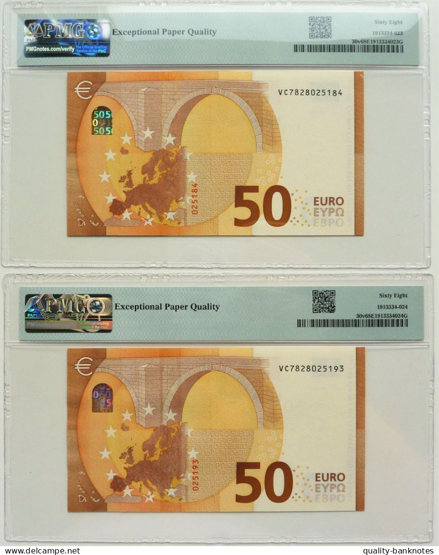 •Q-B• EUROPEAN UNION • SPAIN 2 X 50 EURO 2017 • LAGARDE • P 30 V • PMG 68-68 GEM UNC - 50 Euro