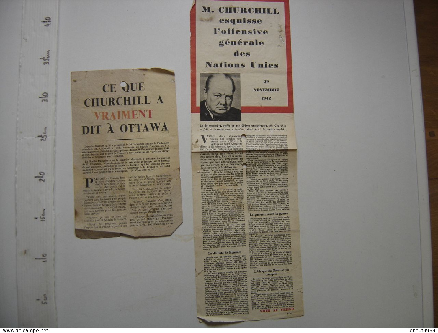 Flugblatt Tract Propagande Alliees Propaganda Leaflet CHURCHILL OTTAWA ONU F2 Et F155 - 1939-45