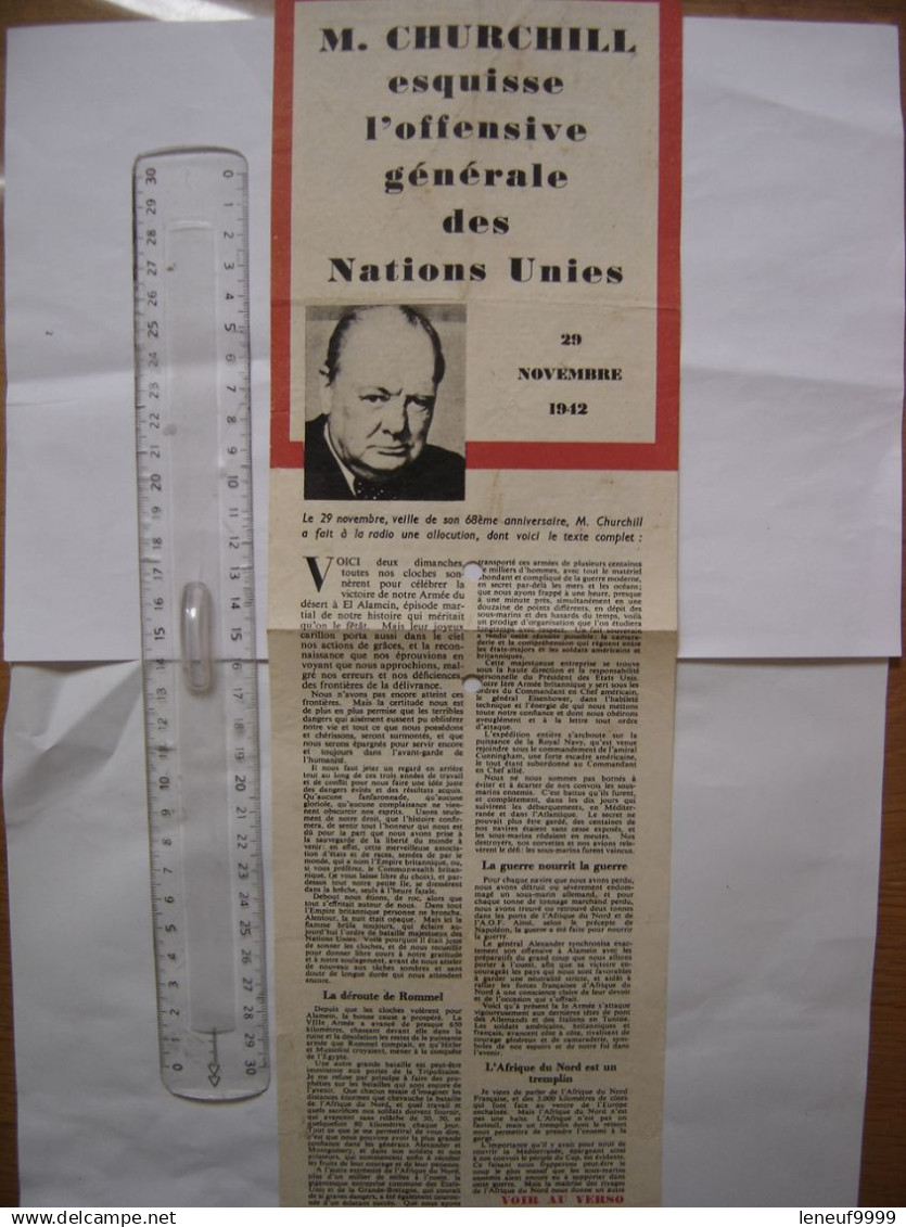 Flugblatt Tract Propagande Alliees Propaganda Leaflet CHURCHILL OTTAWA ONU F 2 Et 155 - 1939-45