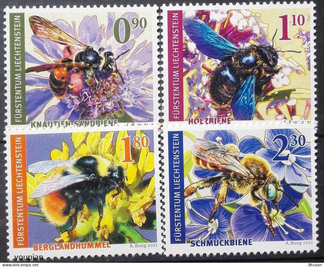 Liechtenstein 2021, Bees, MNH Stamps Set - Unused Stamps