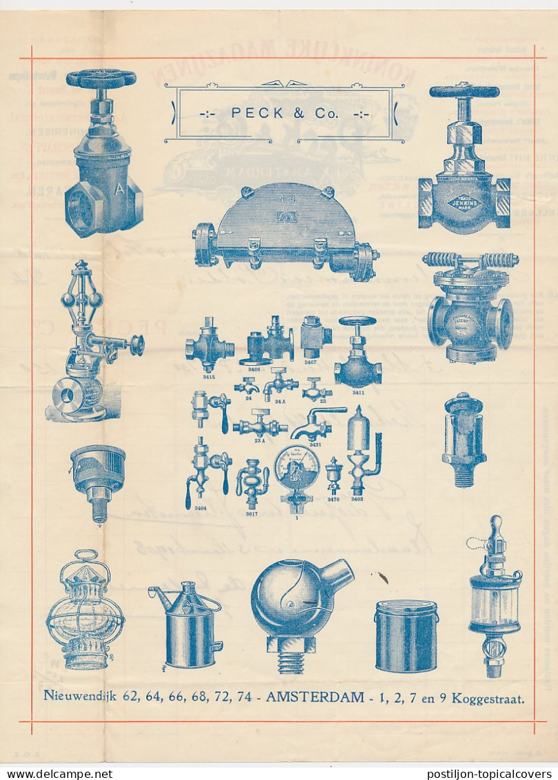 Nota Amsterdam 1908 - Peck & Co. Metaalwaren - Kleppen Etc. - Netherlands