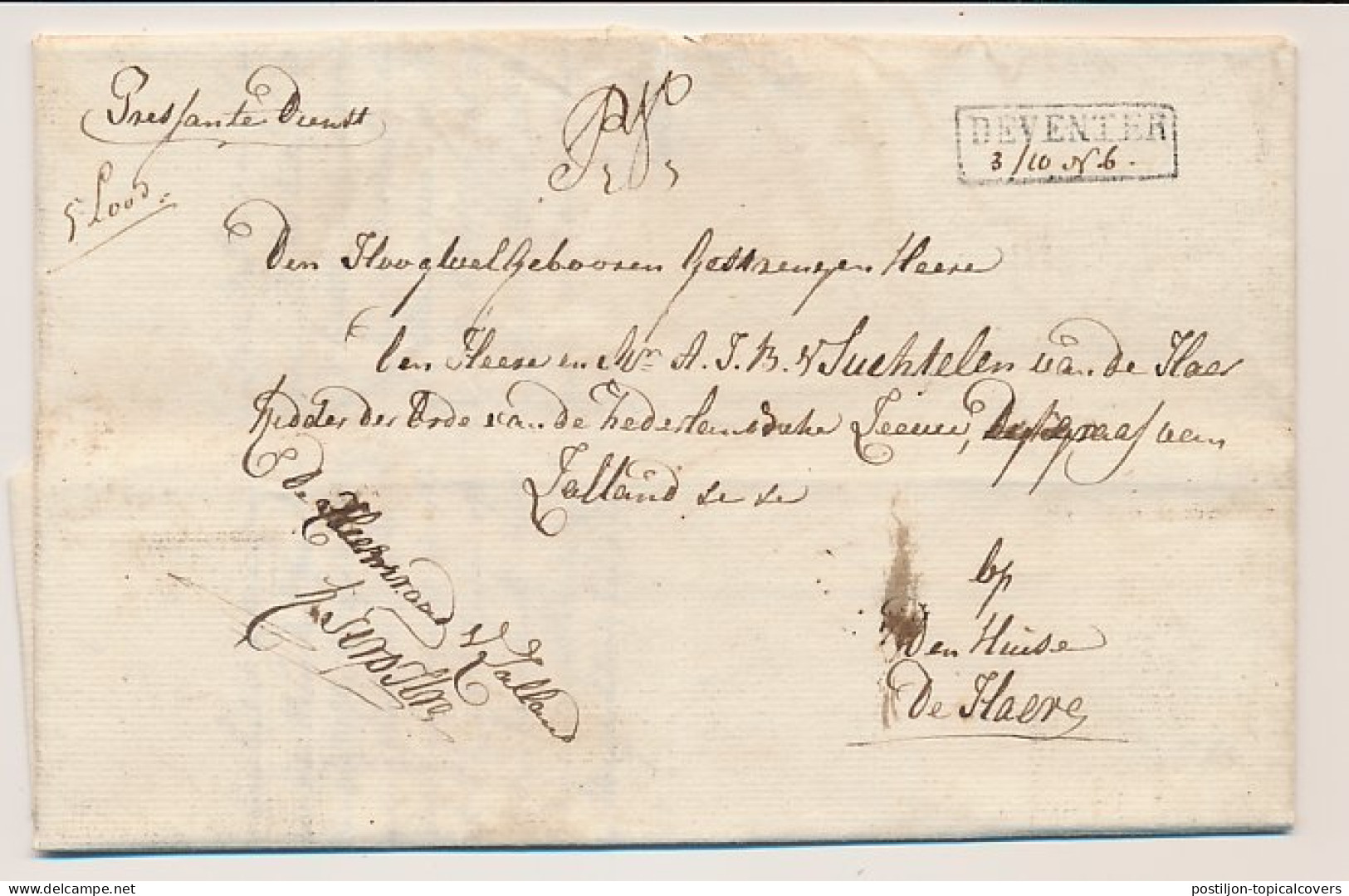 Deventer - Huize De Haere 1836 - Diligence Dienst Bouricius - ...-1852 Voorlopers