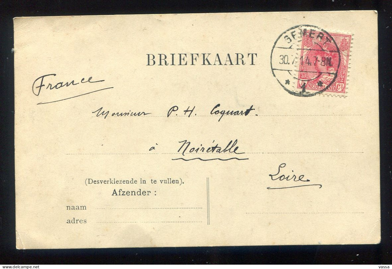 NETHERLANDS - BRIEFKAART 1914 GEMERT To NOIRETABLE France - Storia Postale