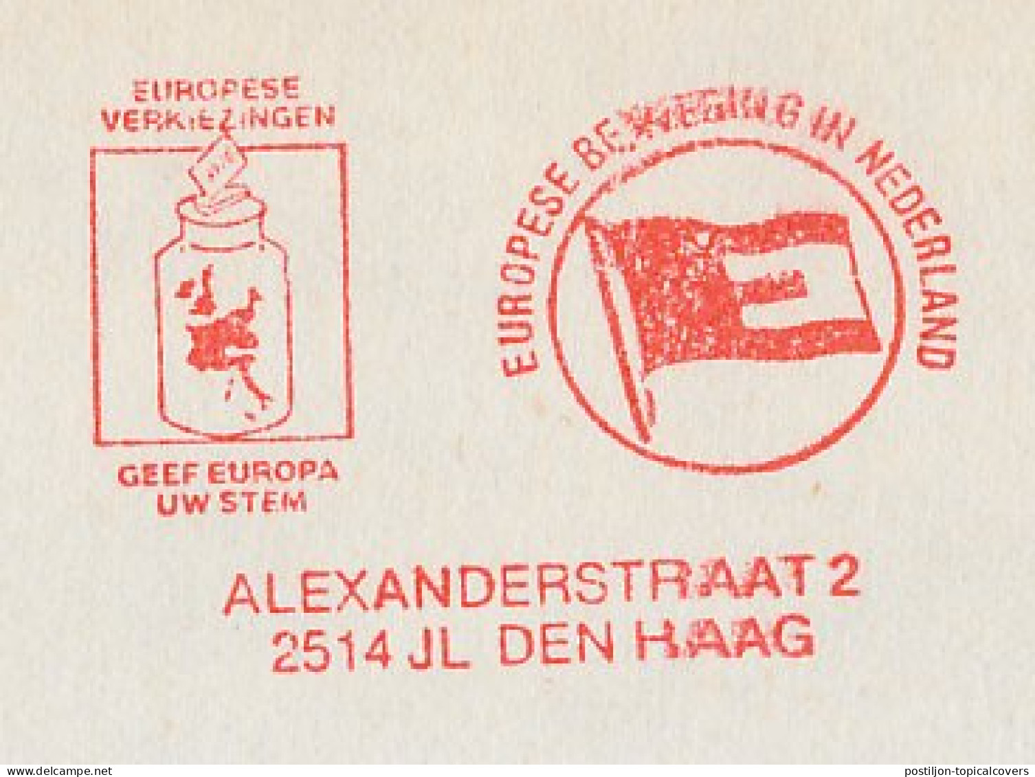 Meter Cover Netherlands 1979 European Elections 1979 - European Movement - The Hague - Europese Instellingen