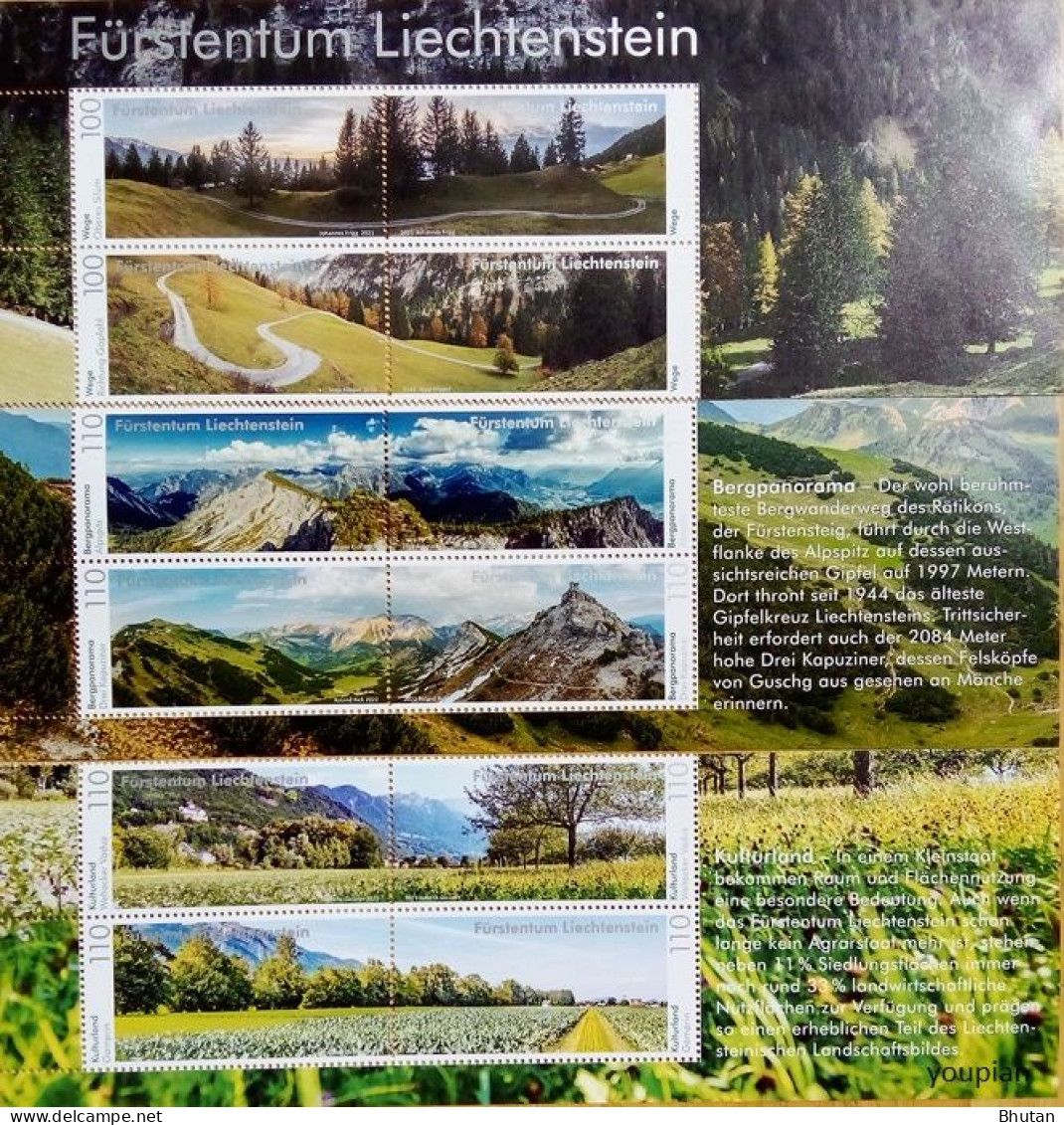 Liechtenstein 2021-2023, Panorama - Paths, Three MNH S/S - Neufs
