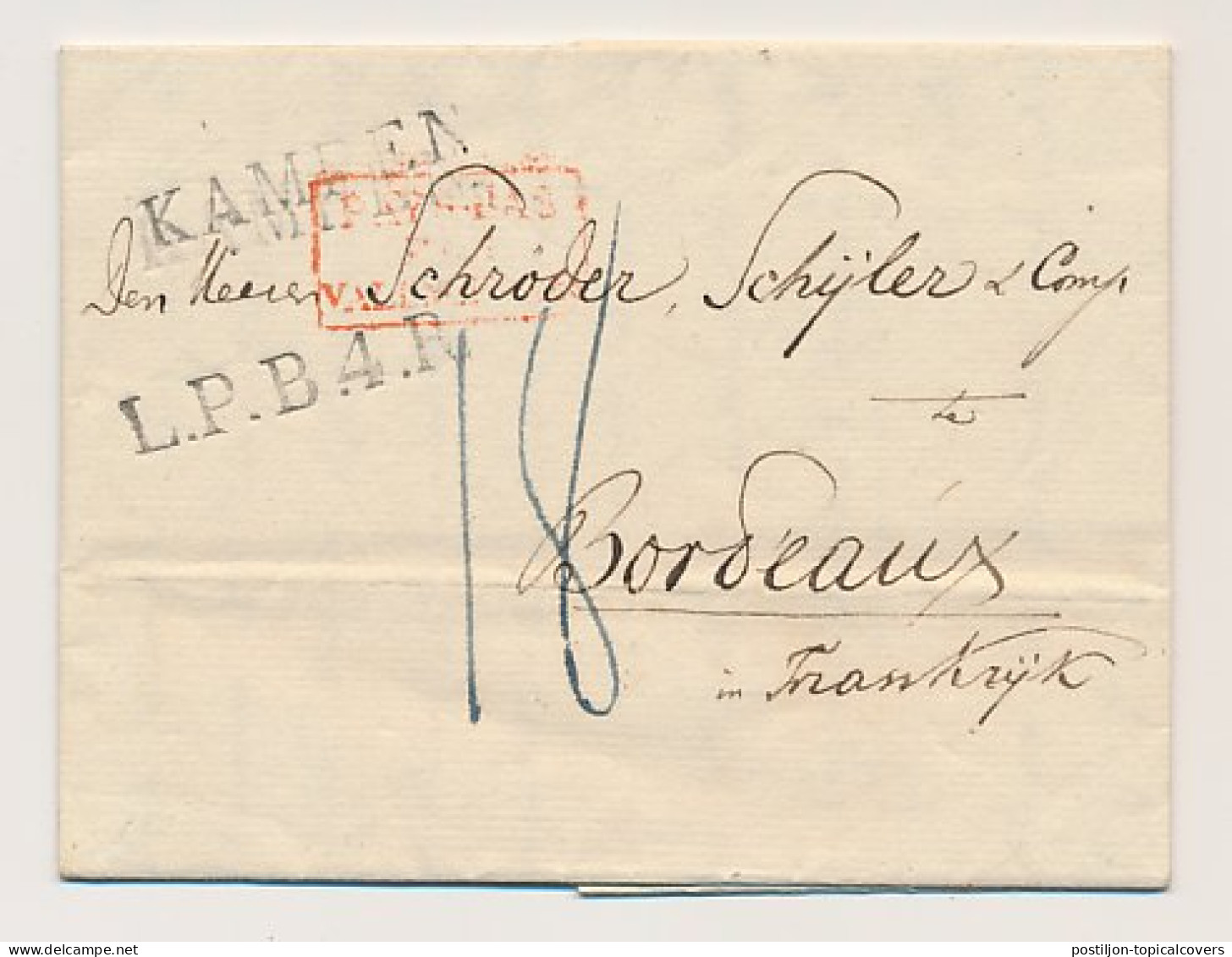 Kampen - Bordeaux Frankrijk 1828 - Pays-Bas Par Valenciennes - ...-1852 Voorlopers