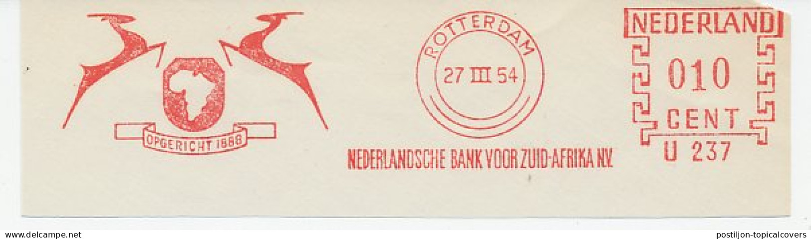 Meter Cut Netherlands 1954 South Africa - Globe - Gazelle - Springbuck - Unclassified