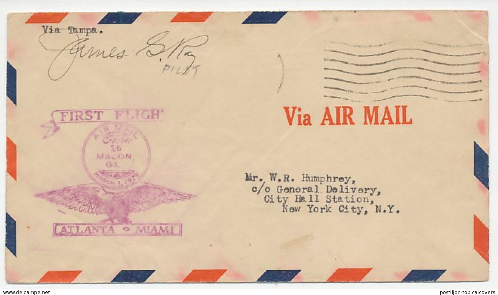 Crash Mail Cover USA 1929 Damaged By Water - Crash Into The Halifax River - Daytona Beach - Unclassified