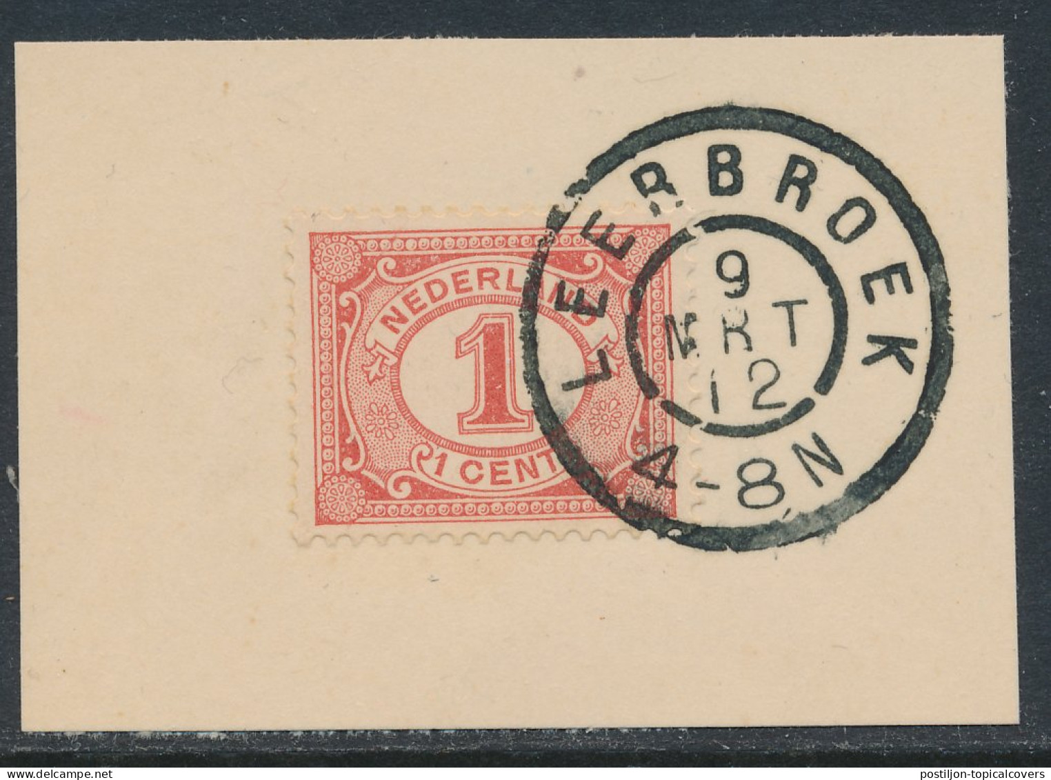 Grootrondstempel Leerbroek 1912 - Poststempels/ Marcofilie
