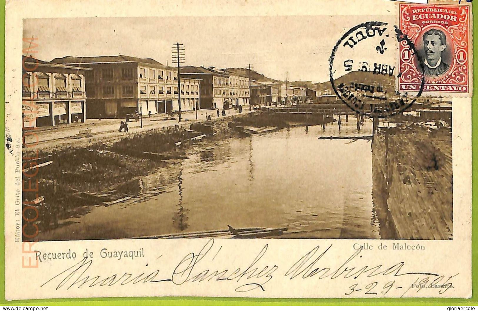 Af2381 - ECUADOR - Vintage Postcard -  Guayaquil - Calle De Malecon - 1905 - Equateur