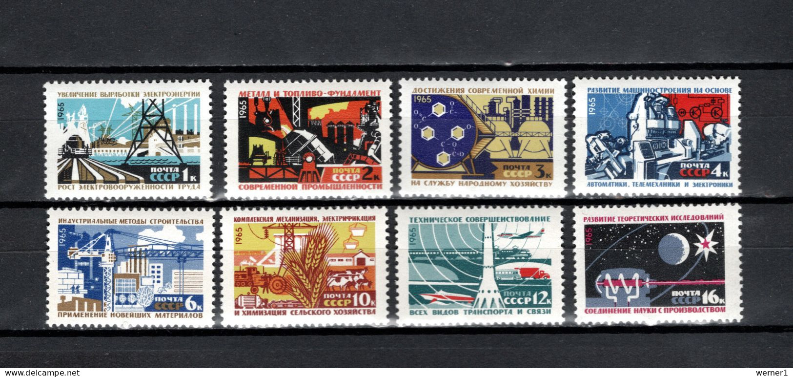 USSR Russia 1965 Space, Technology Set Of 8 MNH - Russia & USSR