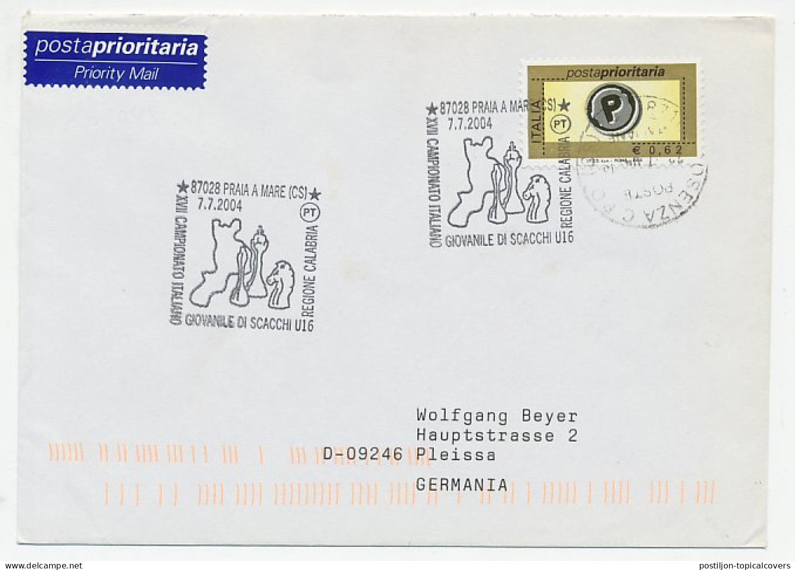 Cover / Postmark Italy 2004 Chess - Zonder Classificatie