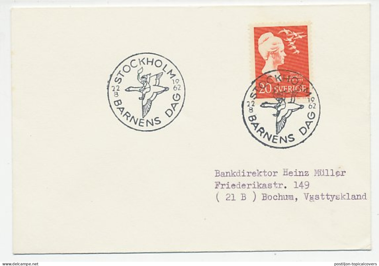 Cover / Postmark Sweden 1962 Selma Lagerlöf - Nils Holgersson  - Märchen, Sagen & Legenden