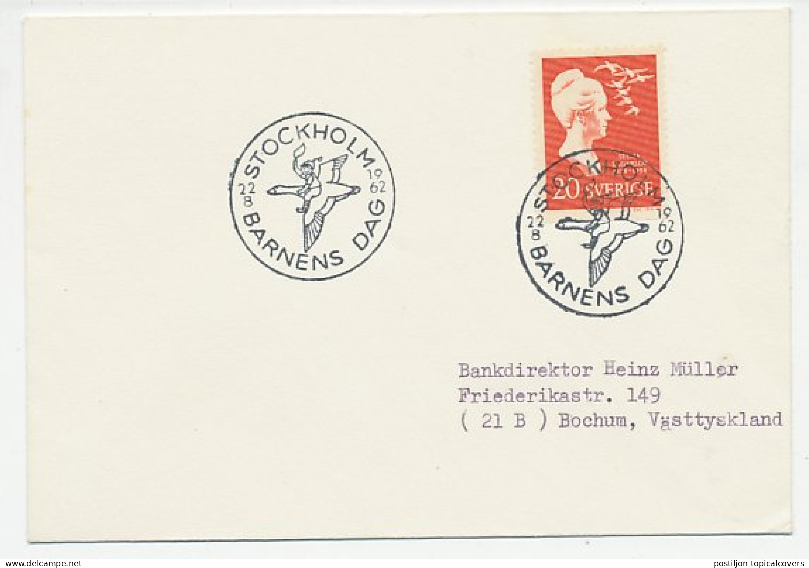 Cover / Postmark Sweden 1962 Selma Lagerlöf - Nils Holgersson  - Cuentos, Fabulas Y Leyendas