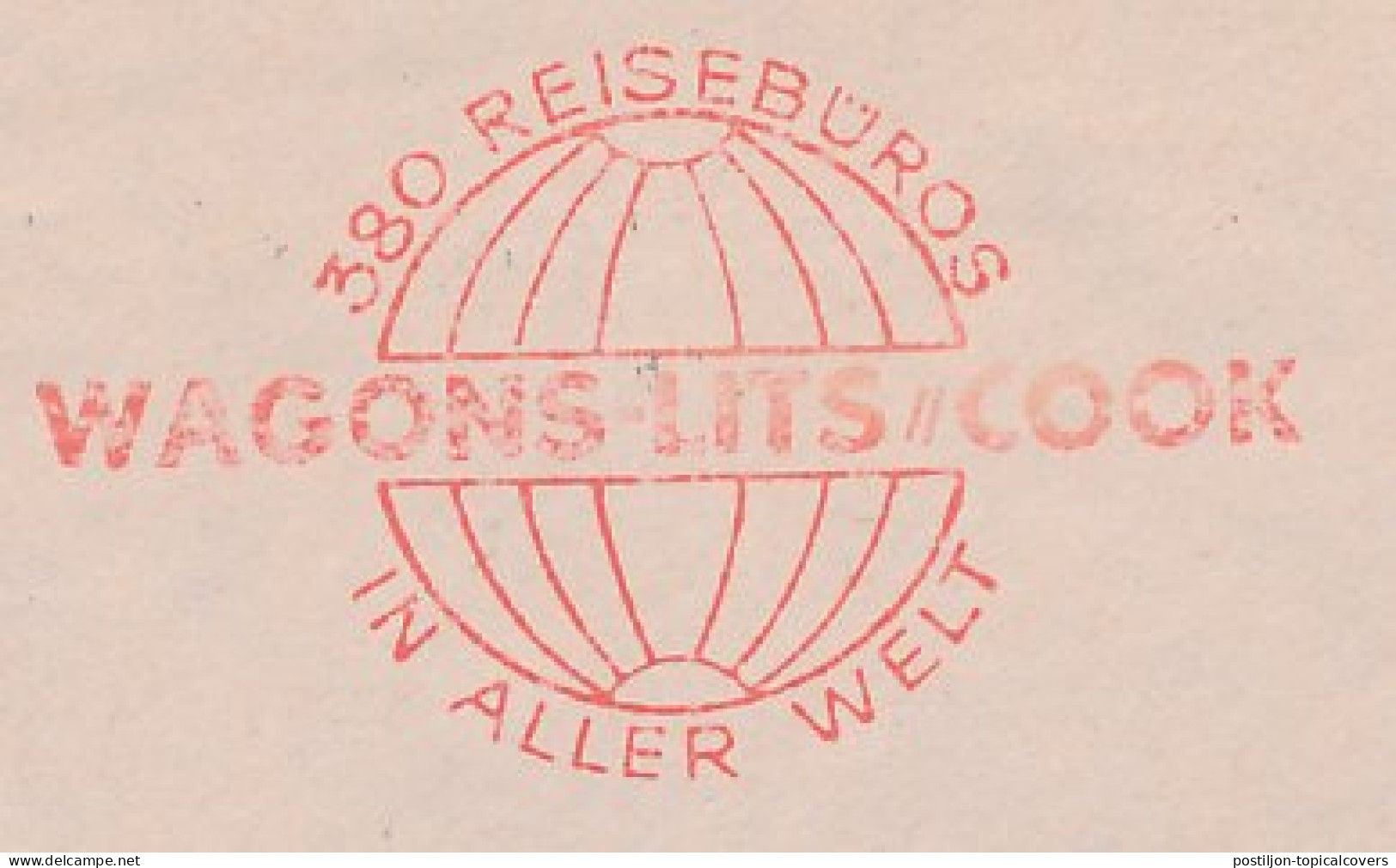 Meter Cover Germany 1958 Wagon Lits - Cook - Travel Agency - Altri & Non Classificati