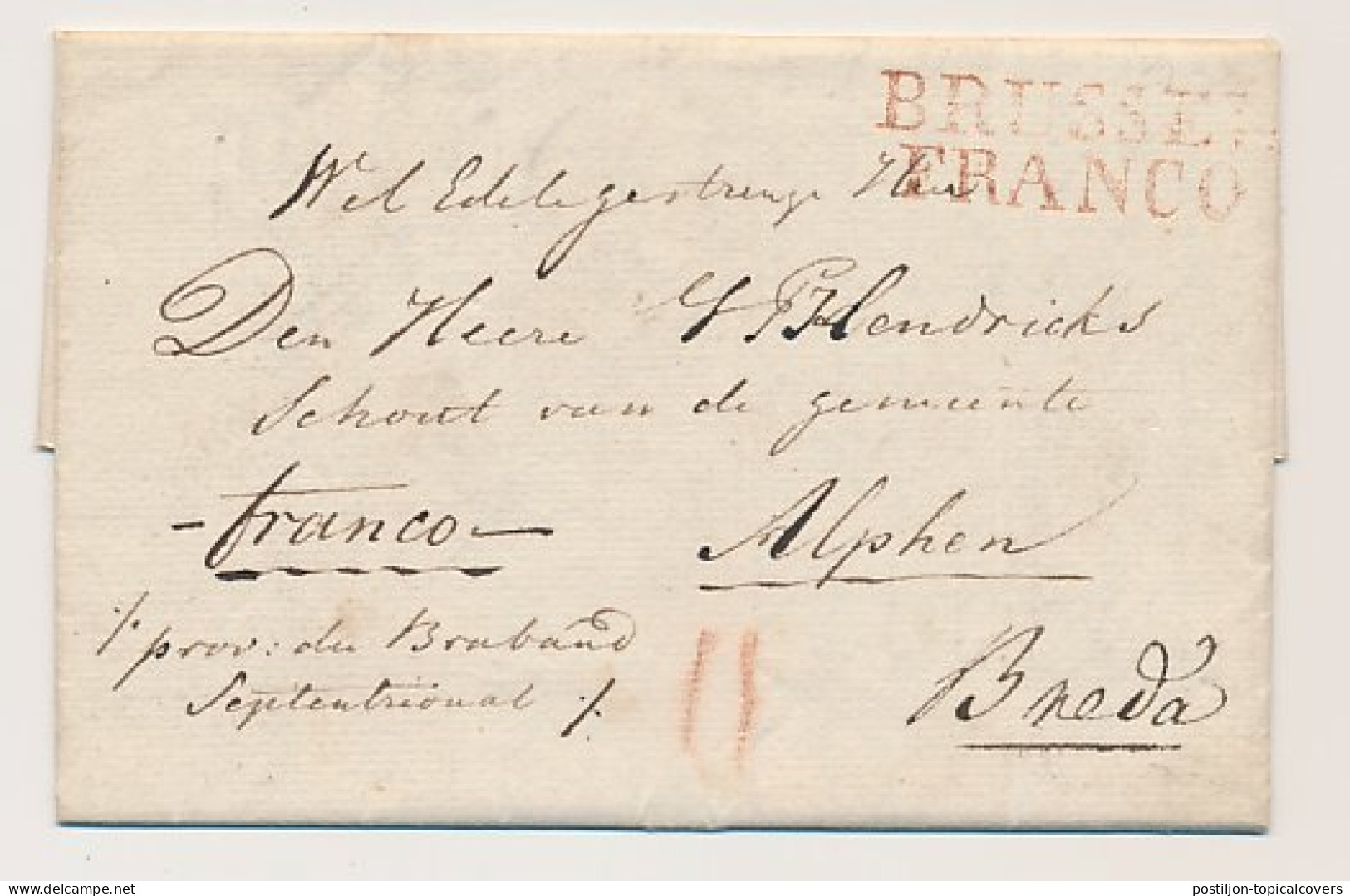 BRUSSEL FRANCO - DEB.119 ALPHEN 1825 - ...-1852 Voorlopers