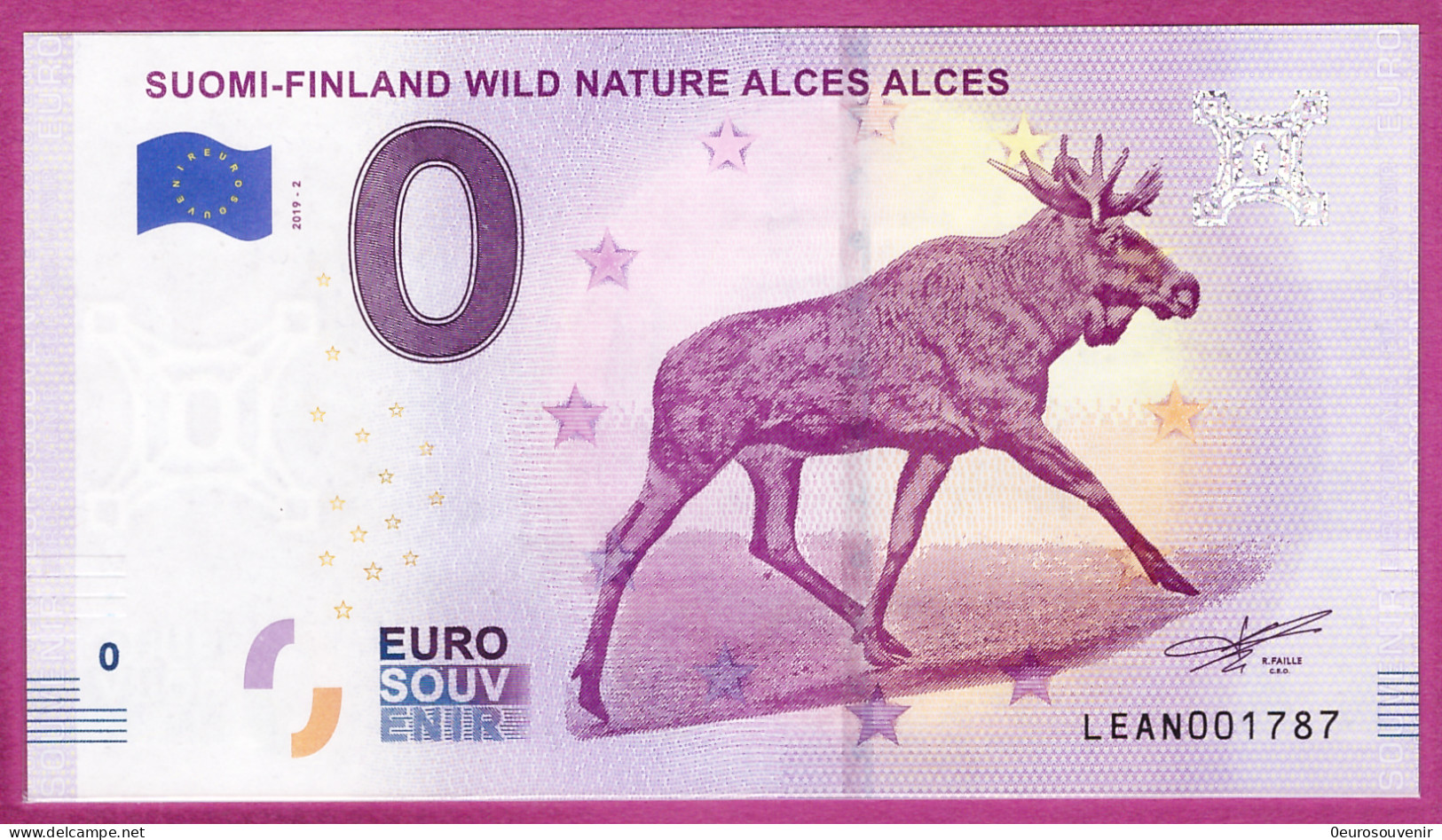 0-Euro LEAN 2019-2 SUOMI - FINLAND WILD NATURE ALCES ALCES - ELCH - Private Proofs / Unofficial