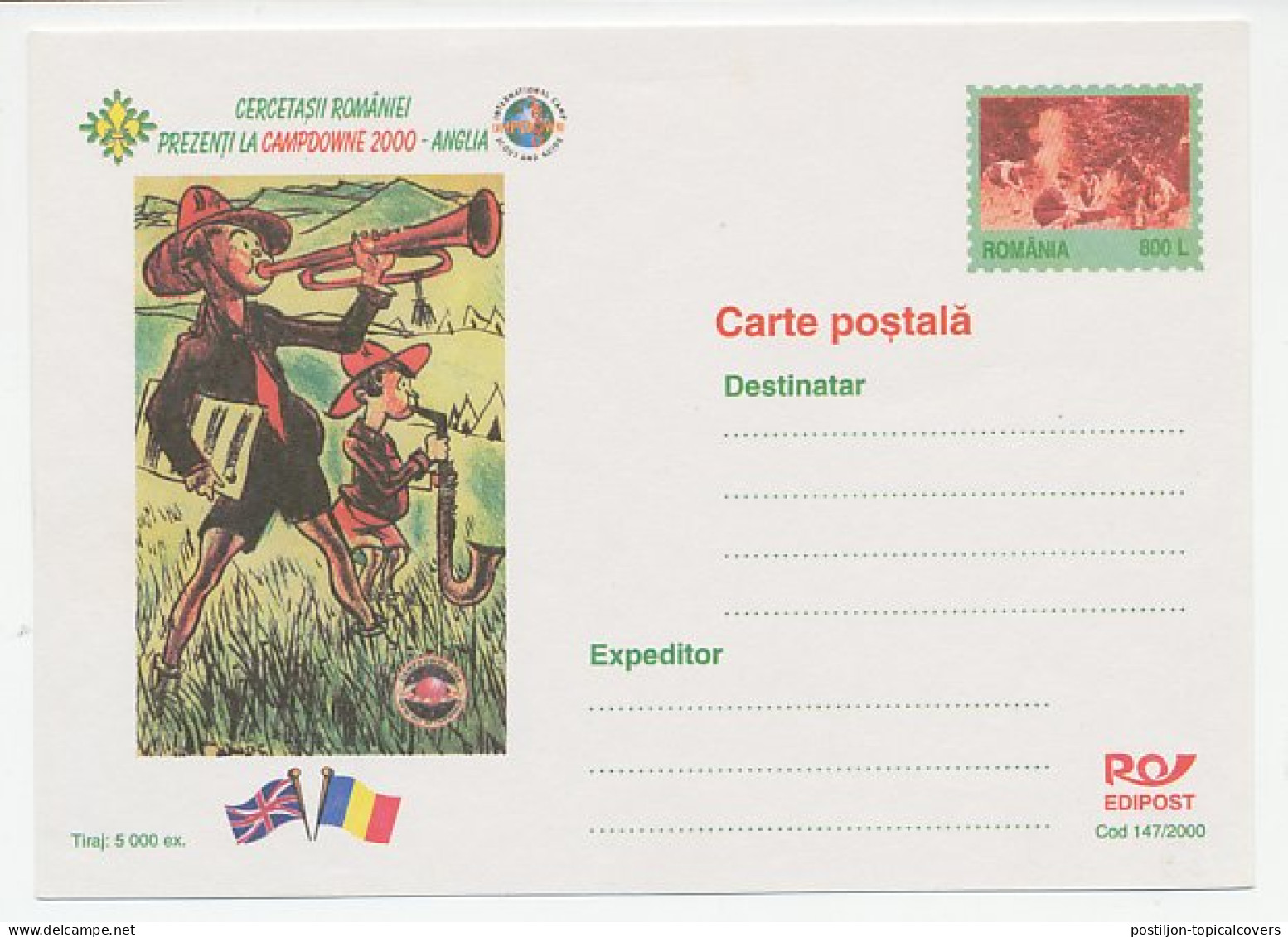 Postal Stationery Romania 2000 International Camp - Scout And Guide - Altri & Non Classificati