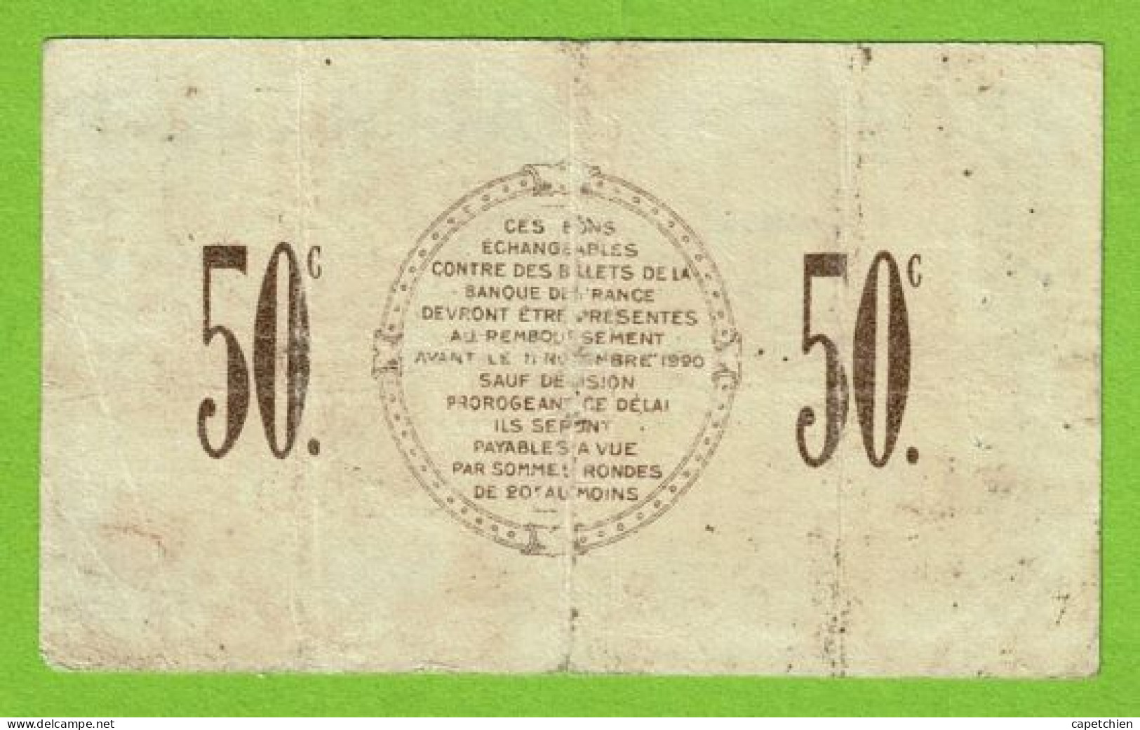 FRANCE / CHAMBRE De COMMERCE De SAINT DIZIER / 50 CENT./ 17 NOVEMBRE 1915/ N° 237,948 - Chamber Of Commerce