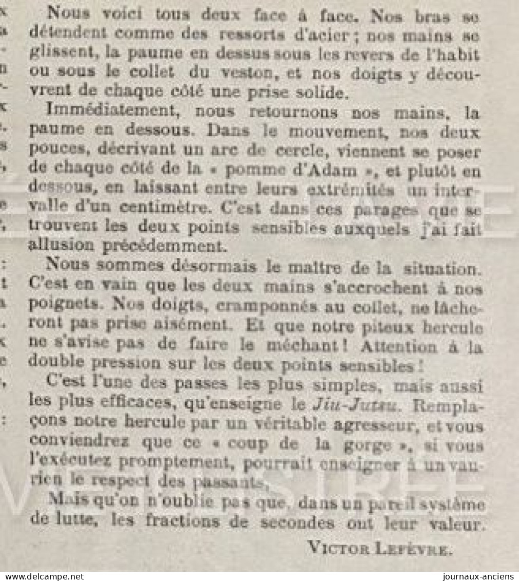 1905 UNE ECOLE DE JIU JITSU À PARIS - PROFESSEURS KANAYA Et FARUGIE MI YAKE - LA VIE ILLUSTRÉE - 1900 - 1949