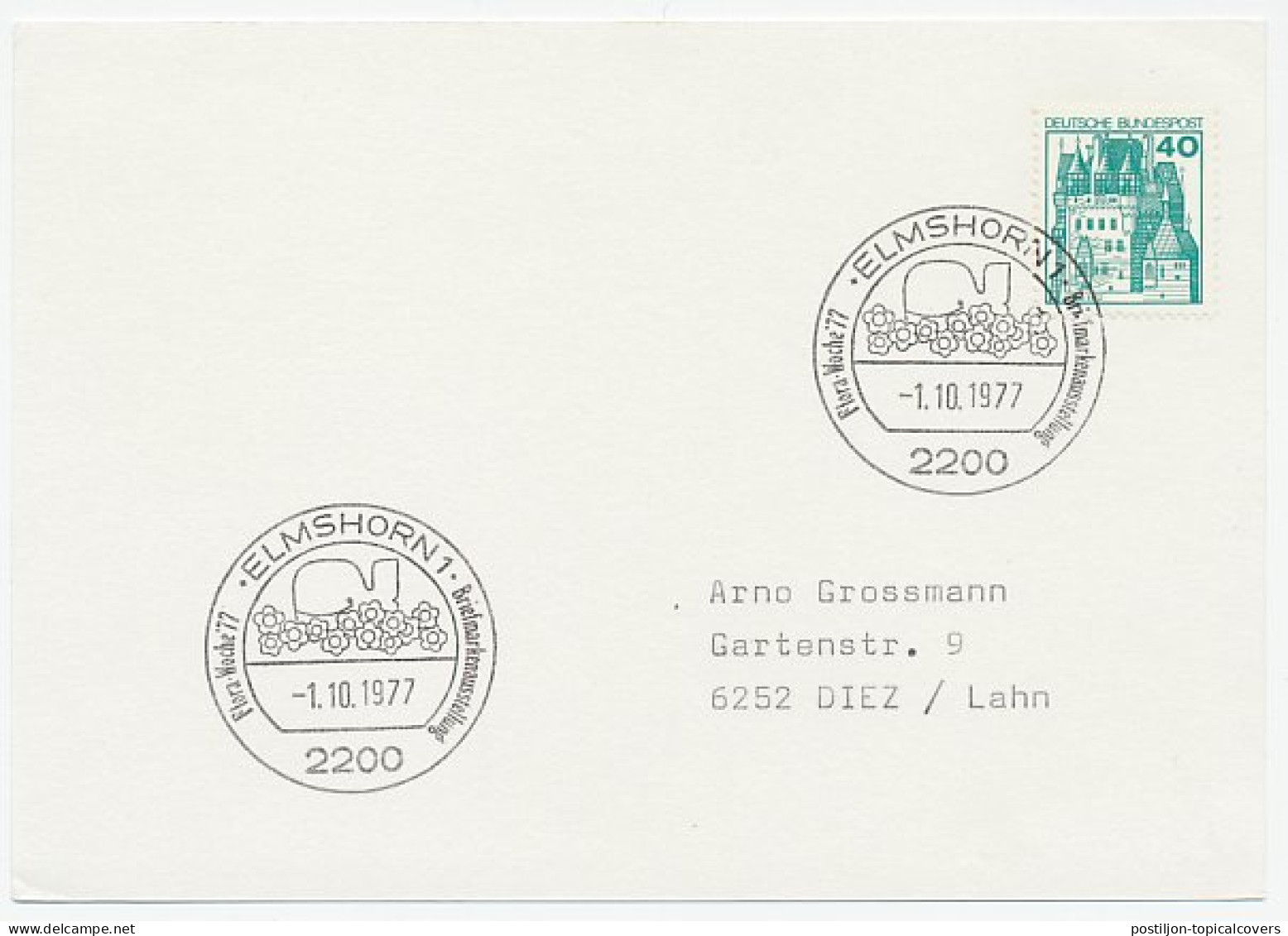 Card / Postmark Germany 1977 Flora Week - Whale - Trees