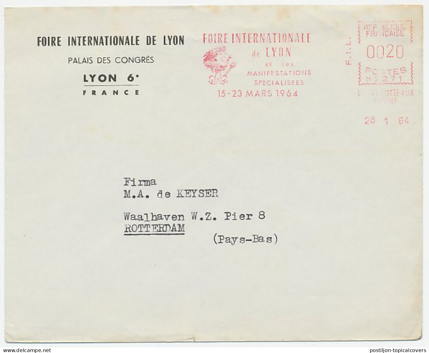 Meter Cover France 1964 International Fair Lyon - Lion - Unclassified