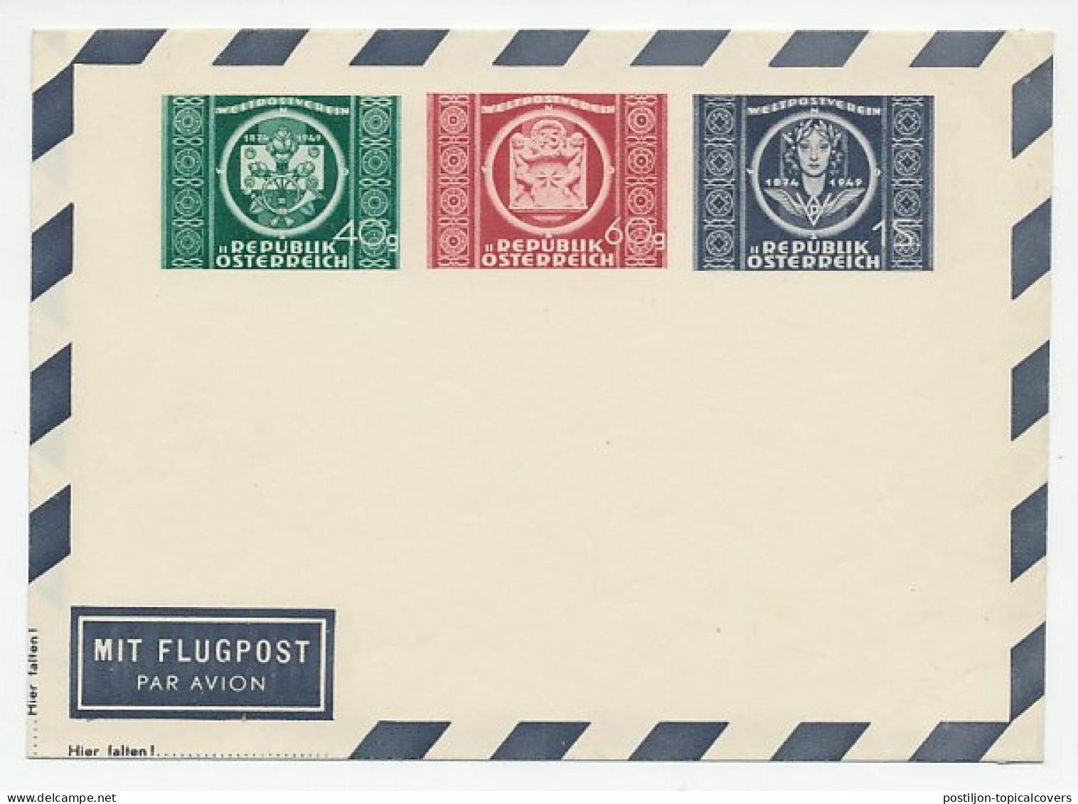 Postal Stationery Austria 1949 Universal Postal Union 1874 - 1949 - WPV (Weltpostverein)