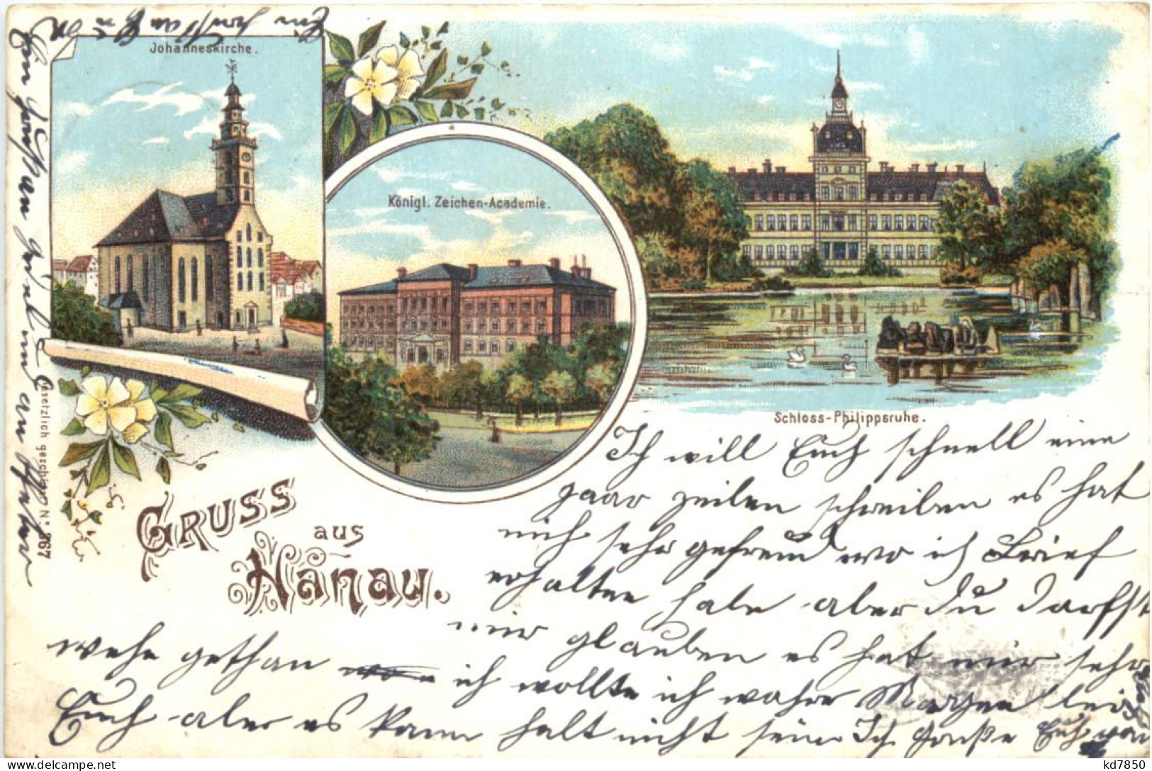 Gruss Aus Hanau Am Main - Litho - Hanau