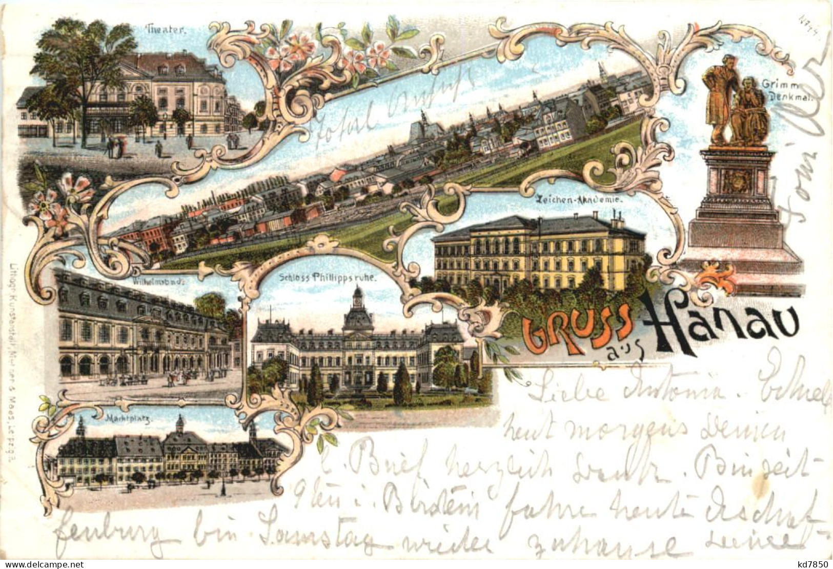 Gruß Aus Hanau Am Main - Litho - Hanau