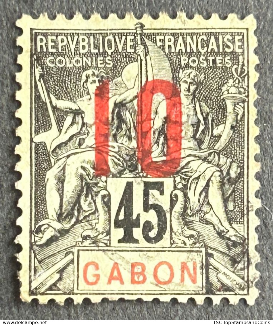 FRAGA0073U1 - Mythology - Surcharged 10 C Over 45 C Used Stamp - Gabon - 1912 - Usati