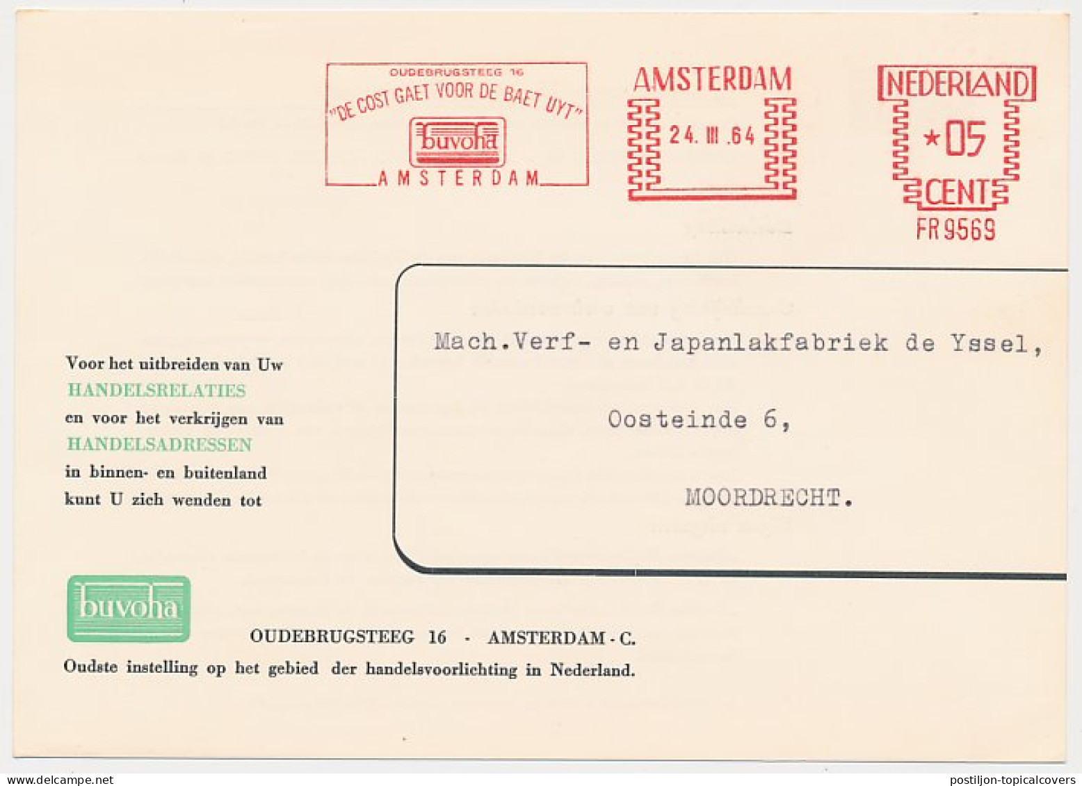 Meter Card Netherlands 1964 Costs Go Before The Benefits - Amsterdam - Unclassified