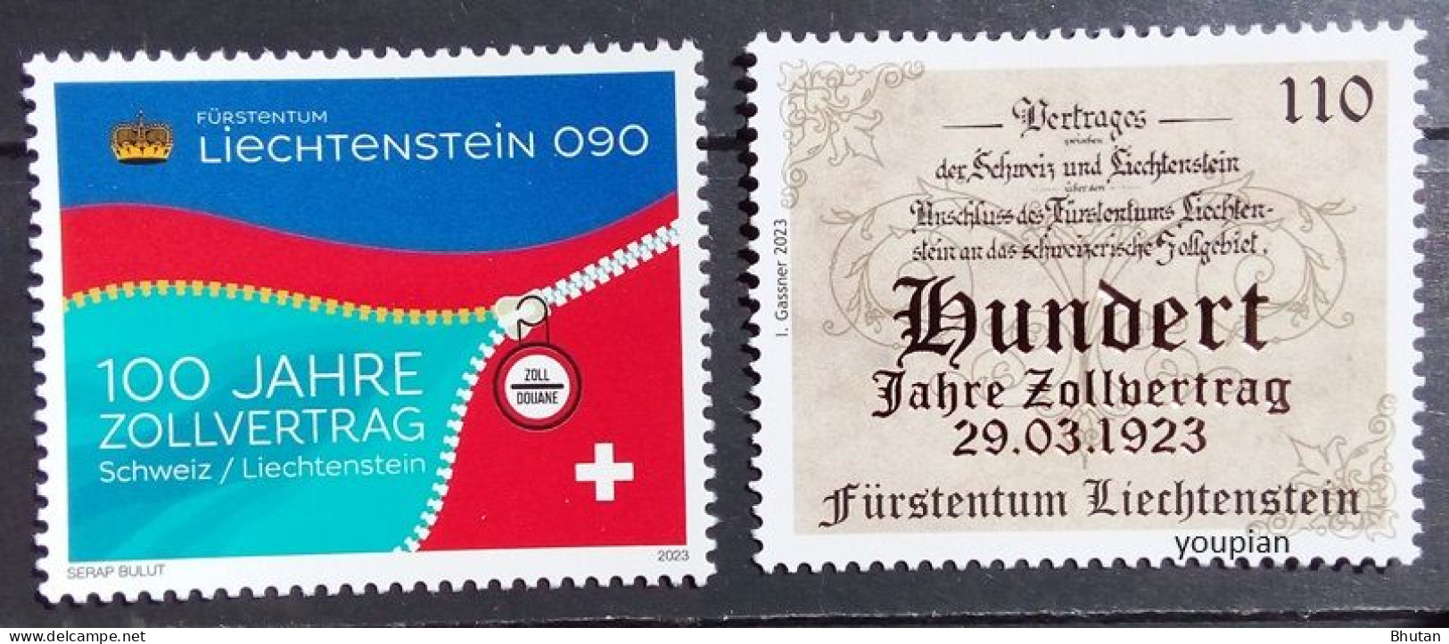 Liechtenstein 2023, Joint Issue With Switzerland - 100 Years Customs Treaty, MNH Unusual Stamps Set - Nuovi