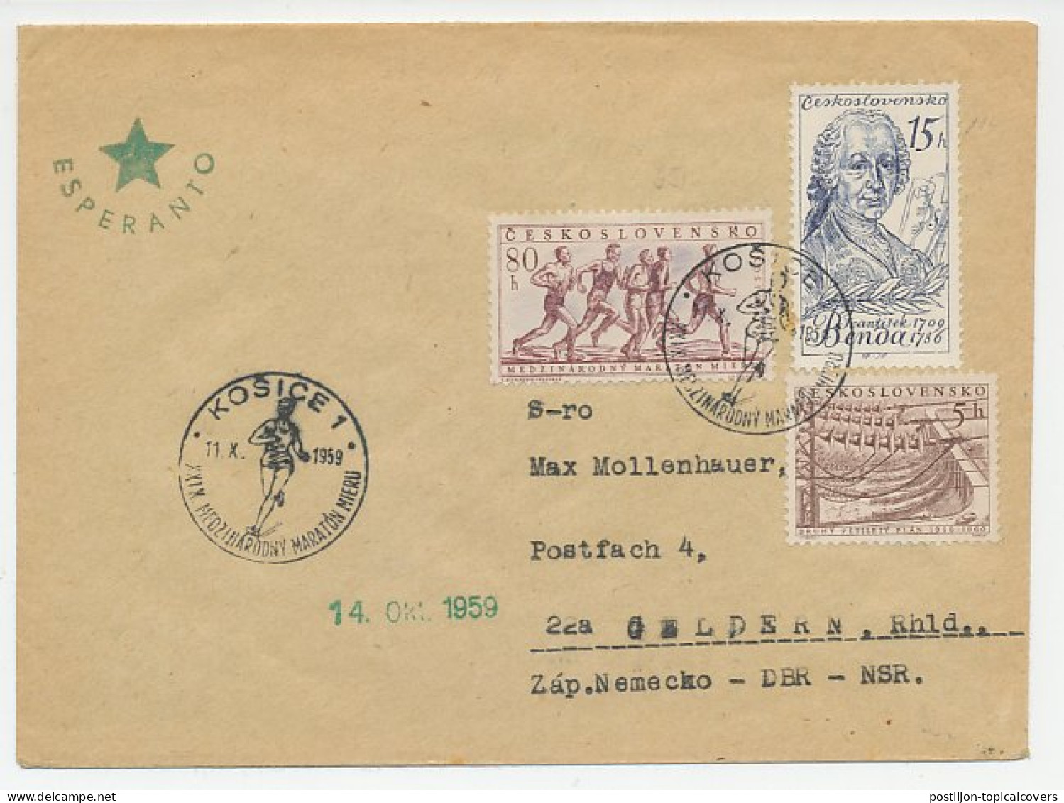 Cover / Postmark / Label Czechoslovakia1959 The International Peace Marathon - Sonstige & Ohne Zuordnung