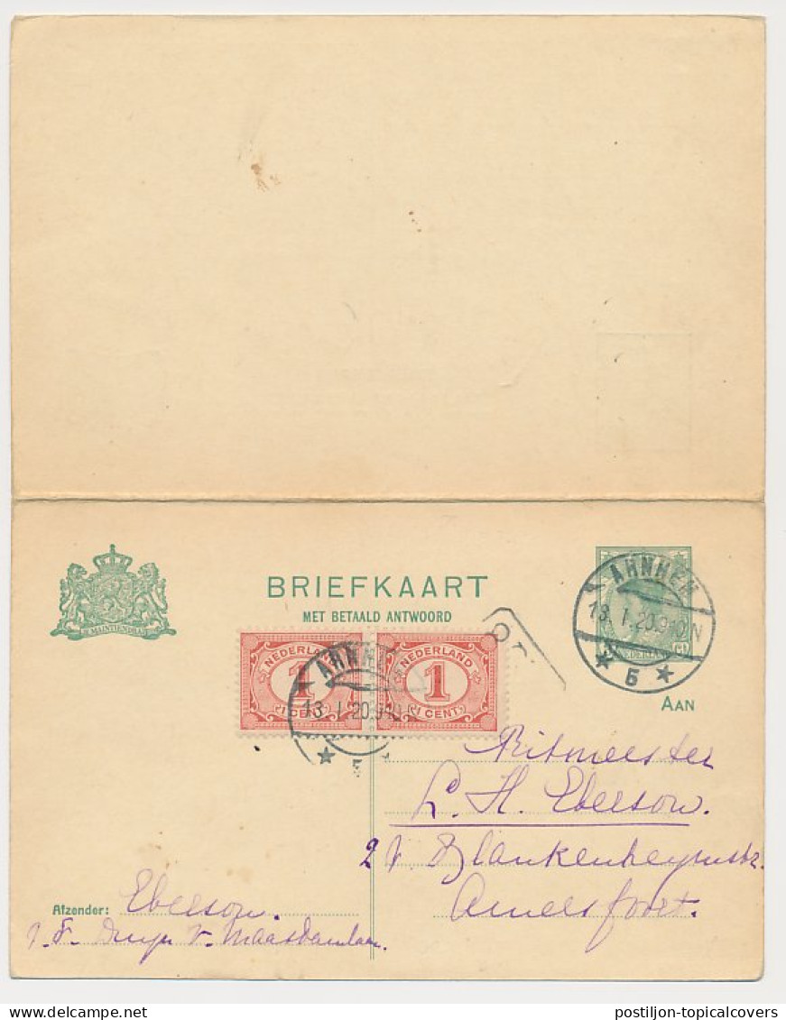 Briefkaart G. 100 / Bijfrankering Arnhem - Amersfoort 1920 - Postal Stationery