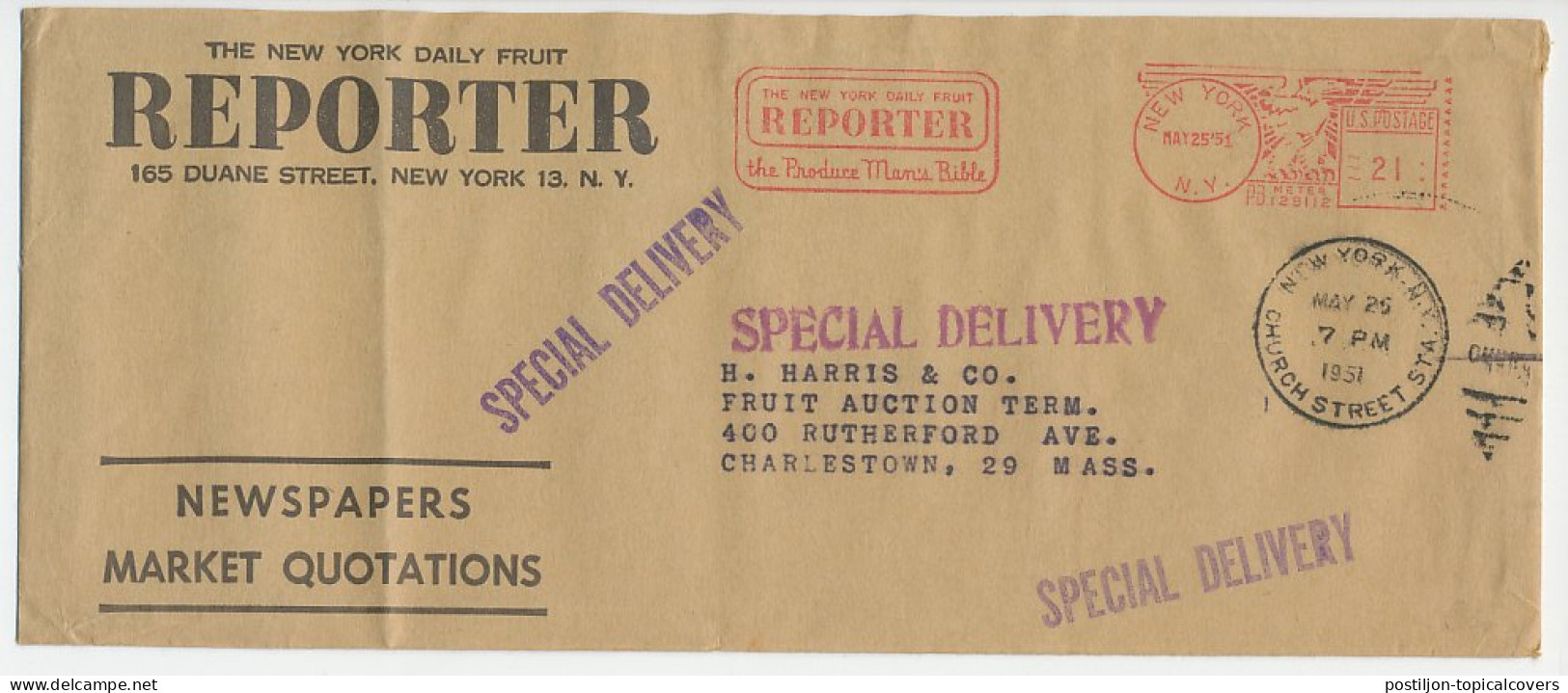 Meter Cover USA 1951 Reporter - New York Daily Fruit - Man S Bible - Unclassified